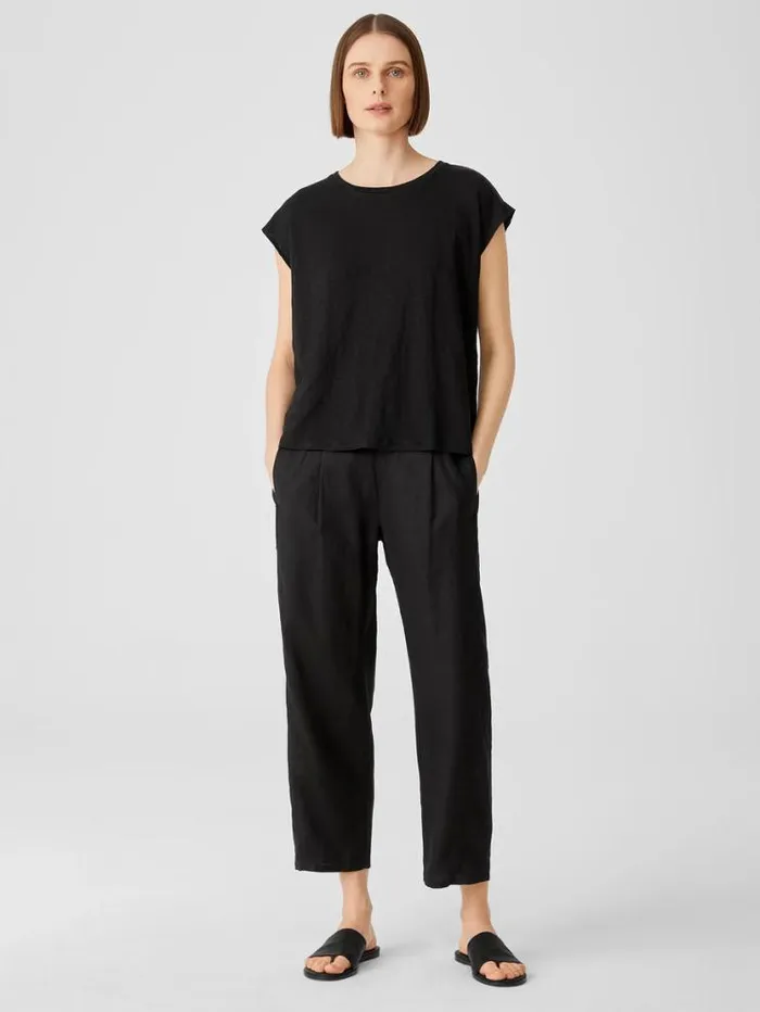 Eileen Fisher Tops and Tees Organic Linen Jersey ShirredBack Top Black 8211 Shop