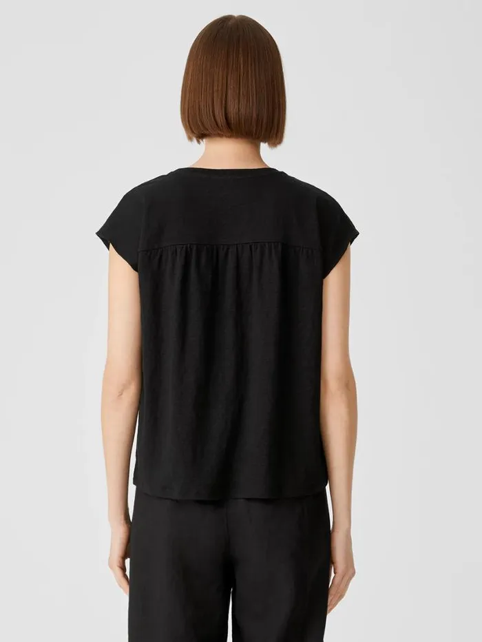 Eileen Fisher Tops and Tees Organic Linen Jersey ShirredBack Top Black 8211 Shop