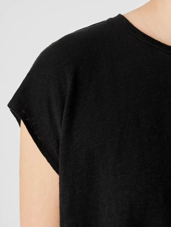 Eileen Fisher Tops and Tees Organic Linen Jersey ShirredBack Top Black 8211 Shop