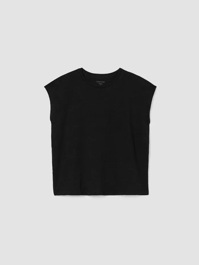 Eileen Fisher Tops and Tees Organic Linen Jersey ShirredBack Top Black 8211 Shop