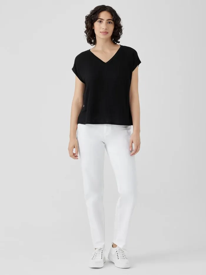 Eileen Fisher Tops and Tees Organic Linen Jersey VNeck Tee Black 8211 Shop