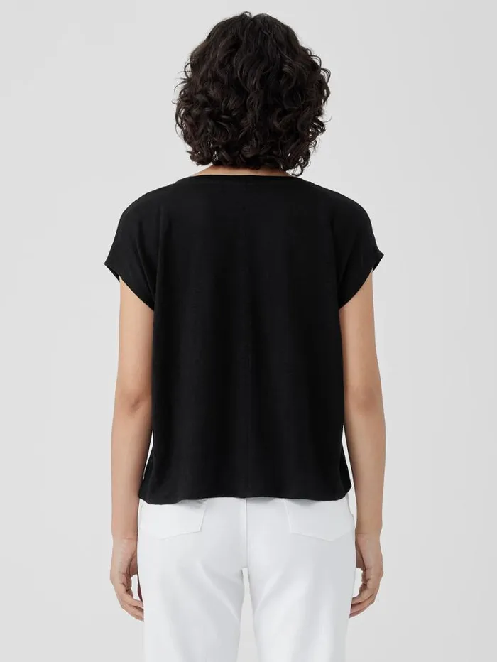 Eileen Fisher Tops and Tees Organic Linen Jersey VNeck Tee Black 8211 Shop