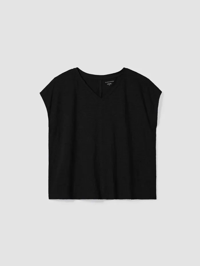 Eileen Fisher Tops and Tees Organic Linen Jersey VNeck Tee Black 8211 Shop
