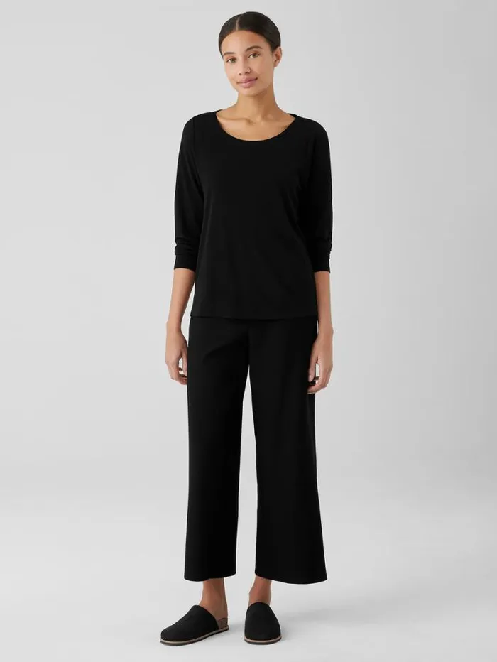 Eileen Fisher Tops and Tees Stretch Silk Jersey Scoop Neck Top Black 8211 Shop