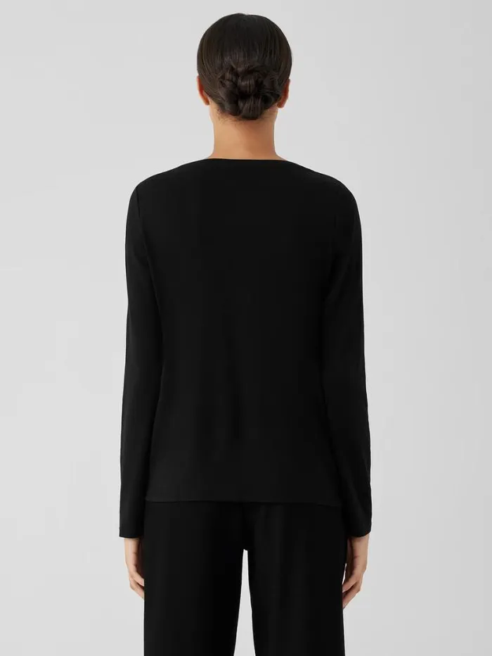 Eileen Fisher Tops and Tees Stretch Silk Jersey Scoop Neck Top Black 8211 Shop