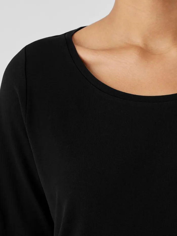 Eileen Fisher Tops and Tees Stretch Silk Jersey Scoop Neck Top Black 8211 Shop
