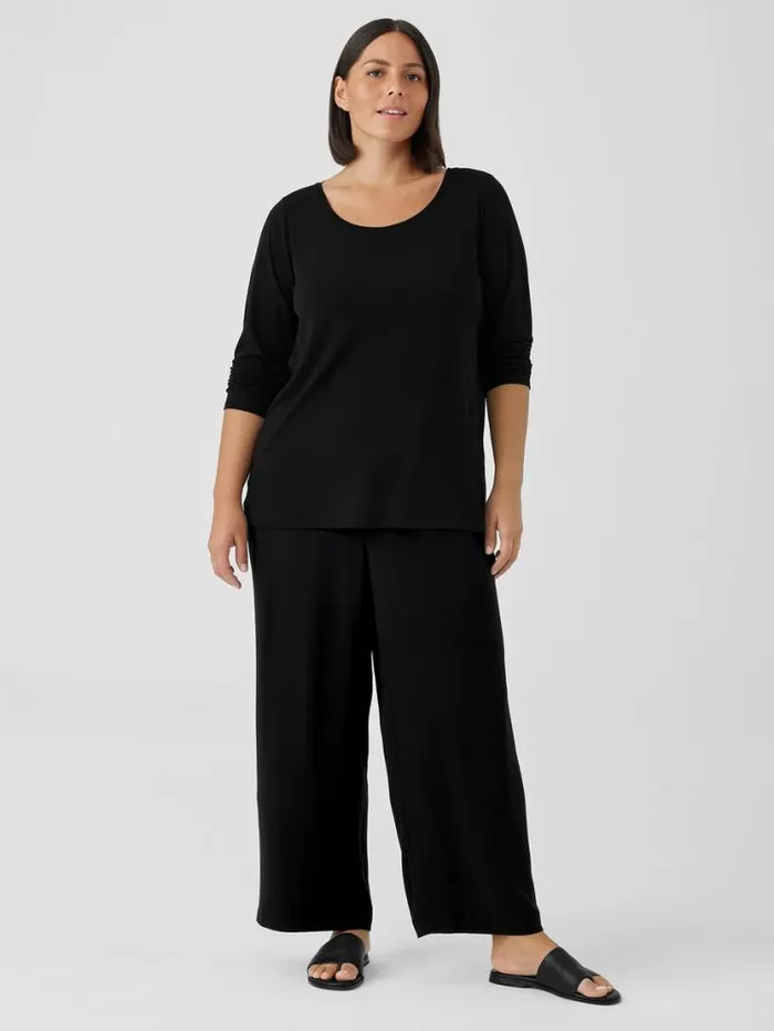 Eileen Fisher Tops and Tees Stretch Silk Jersey Scoop Neck Top Black 8211 Shop