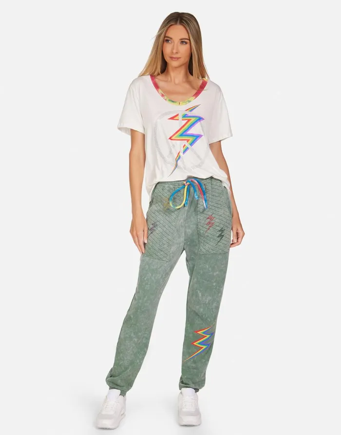 Elara Crystal Lightning Peace Milk Primary Tie Dye Women039s Lauren Moshi Short Sleeve