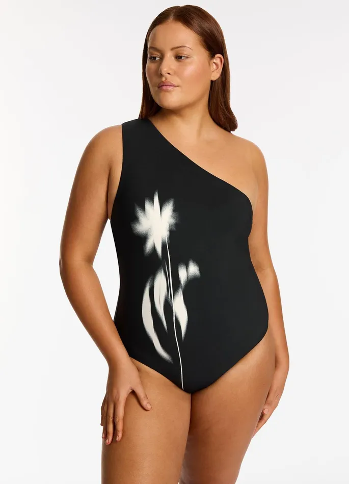 Elora One Shoulder One Piece Black Women JETS Australia One Shoulder One Piece