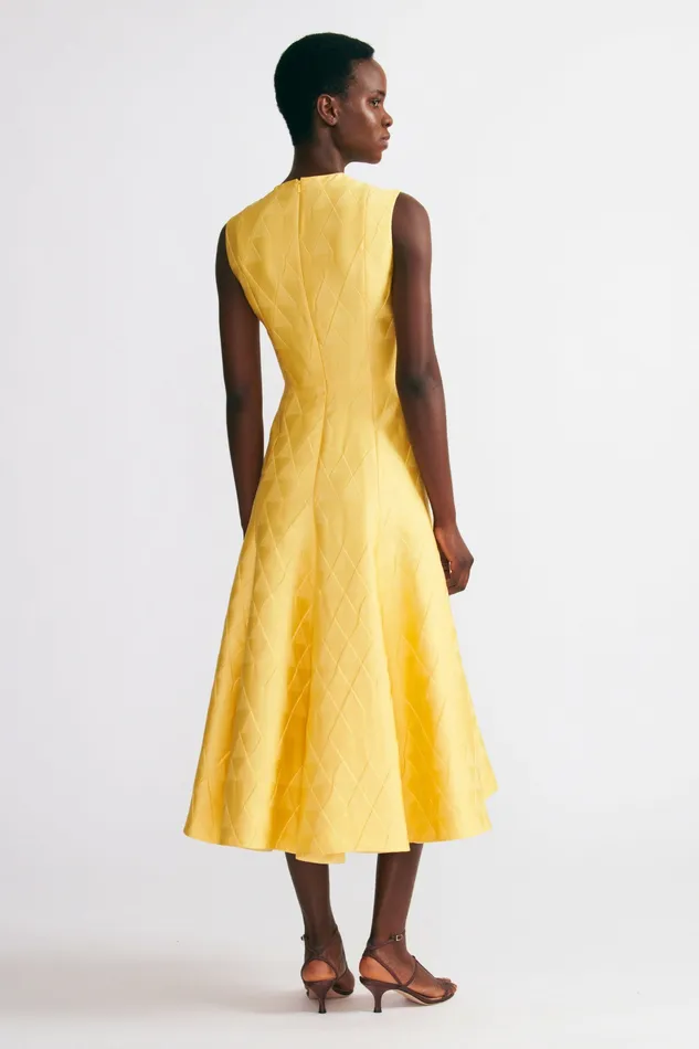 Emilia Wickstead Dellah Dress In Lemon Embossed Cloque Women Dresses Emilia Wickstead Dellah Dress In Lemon Embossed Cloque Women Dresses