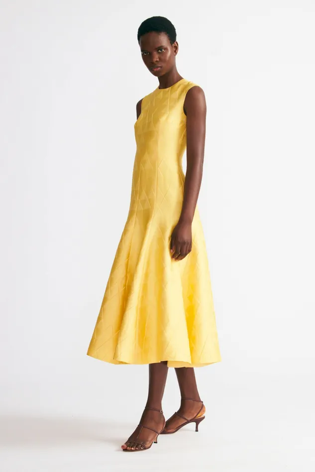 Emilia Wickstead Dellah Dress In Lemon Embossed Cloque Women Dresses Emilia Wickstead Dellah Dress In Lemon Embossed Cloque Women Dresses