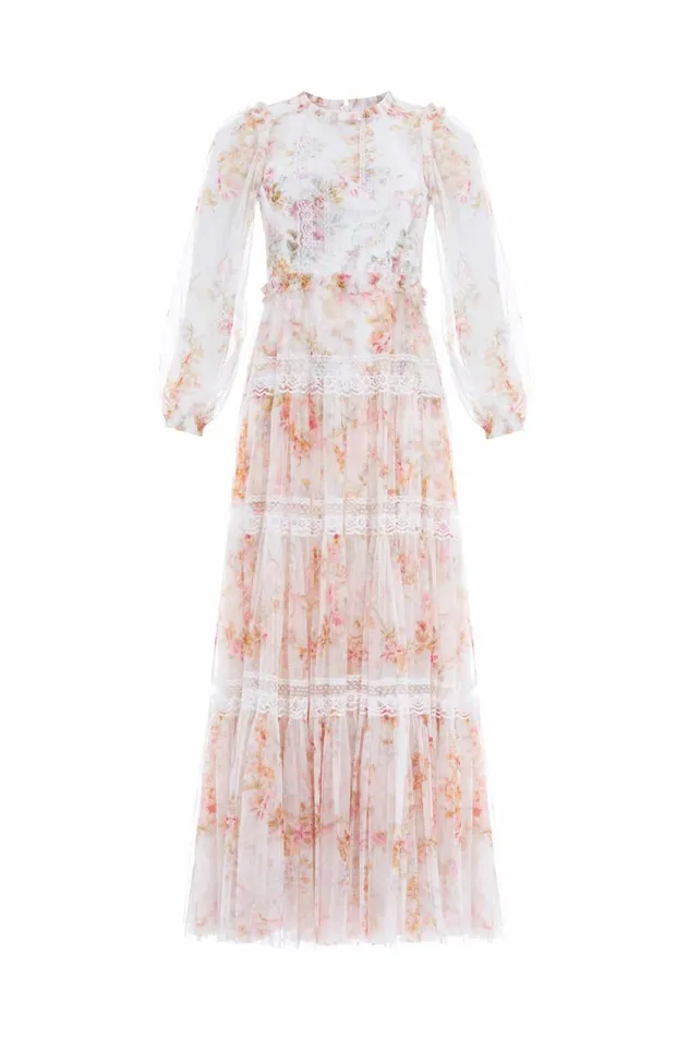 Enchanted Garden Lace Ankle Gown Multi Women Needle and Thread Dresses