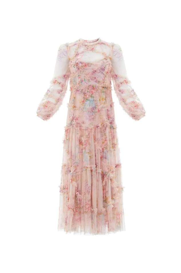 Floral Diamond Ruffle Ballerina Dress Multi Women Needle and Thread Dresses