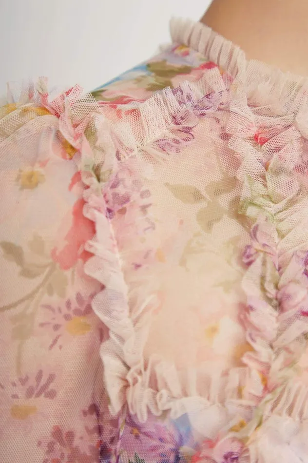 Floral Diamond Ruffle Ballerina Dress Multi Women Needle and Thread Dresses