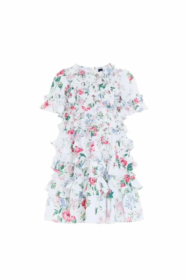 Floral Fantasy Crepe Short Sleeve Kids Dress Multi Kids Needle and Thread Kids Daywear