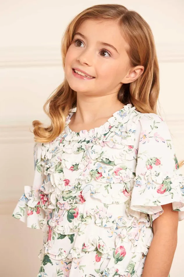 Floral Fantasy Crepe Short Sleeve Kids Dress Multi Kids Needle and Thread Kids Daywear