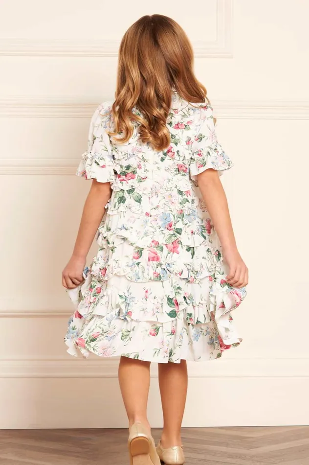 Floral Fantasy Crepe Short Sleeve Kids Dress Multi Kids Needle and Thread Kids Daywear
