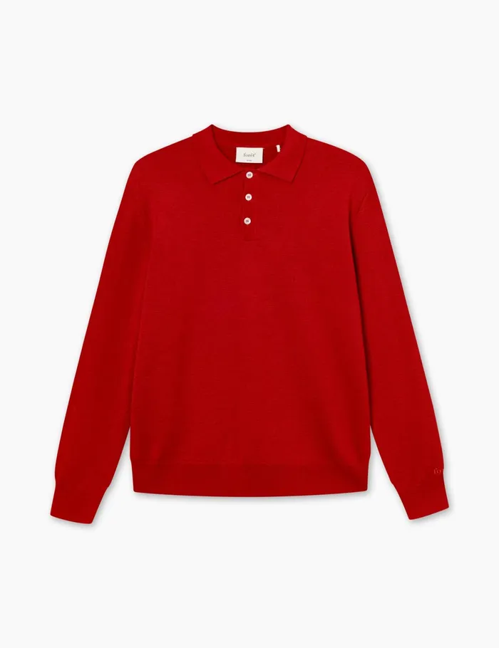 Fort Knitwear BASE MERINO POLO KNIT Red 8211 Men