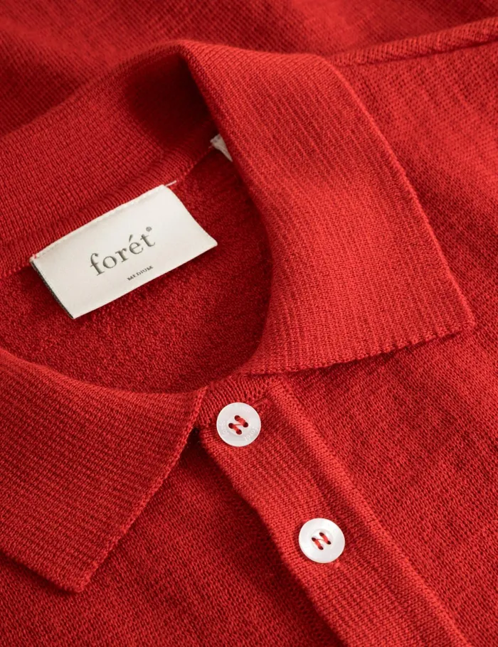Fort Knitwear BASE MERINO POLO KNIT Red 8211 Men Fort Knitwear BASE MERINO POLO KNIT Red 8211 Men
