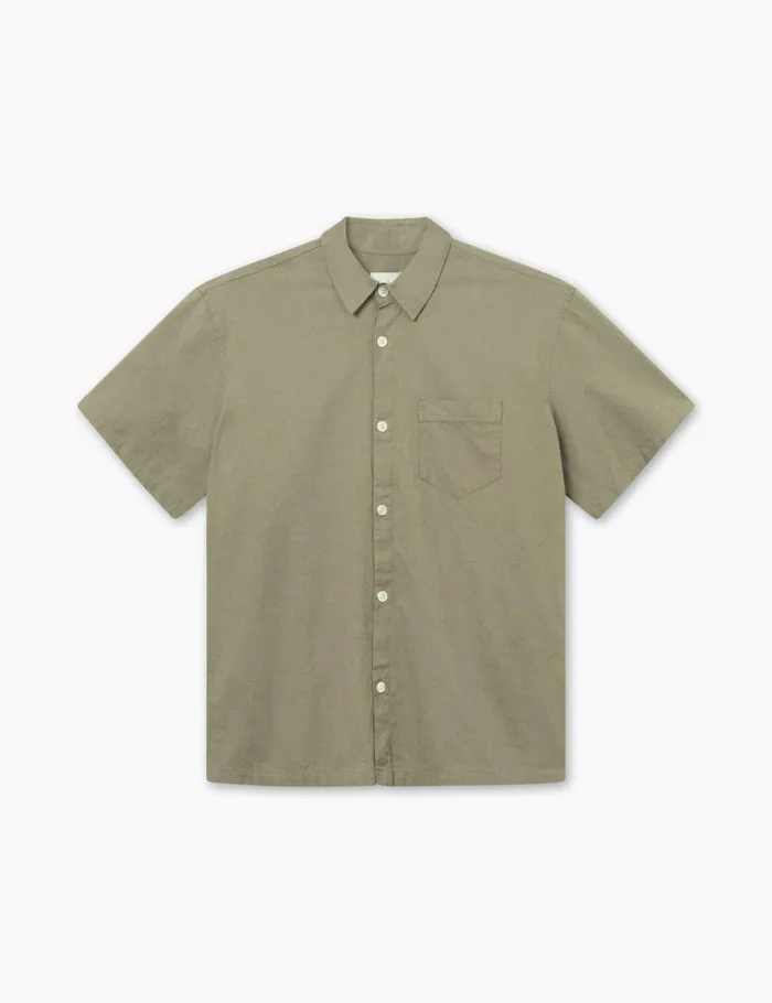 Fort Shirts SERENE LINEN SS SHIRT Dusty Olive 8211 Men