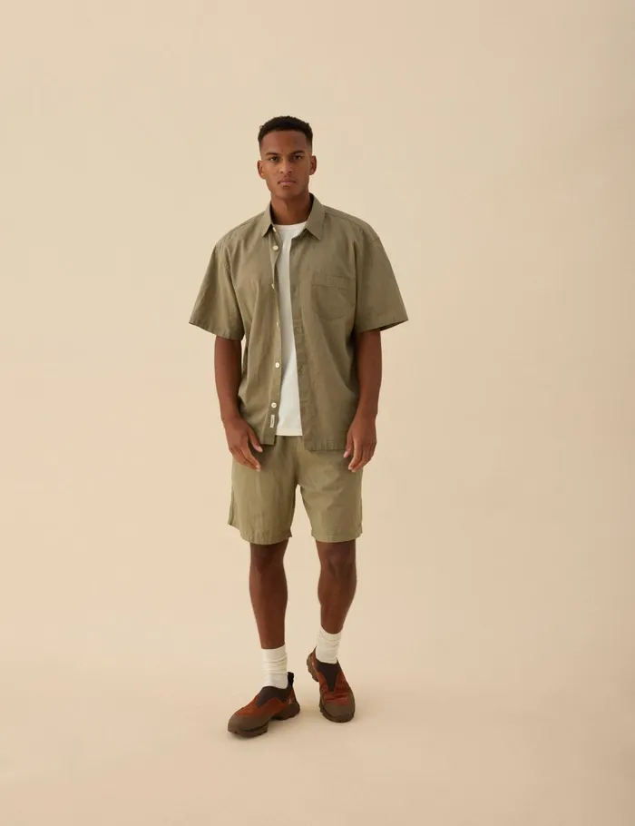 Fort Shirts SERENE LINEN SS SHIRT Dusty Olive 8211 Men Fort Shirts SERENE LINEN SS SHIRT Dusty Olive 8211 Men