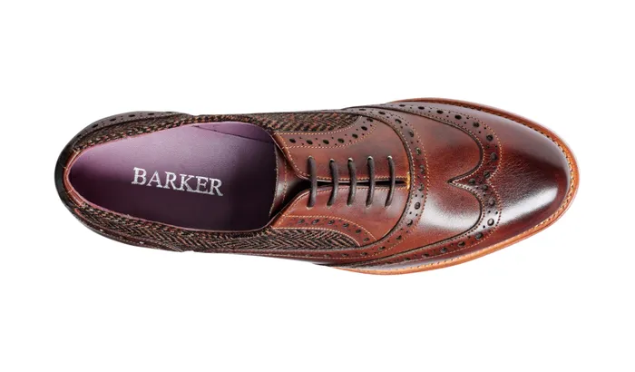 Freya 8211 Walnut Calf Brown Tweed Women Barker Shoes Womens Oxfords