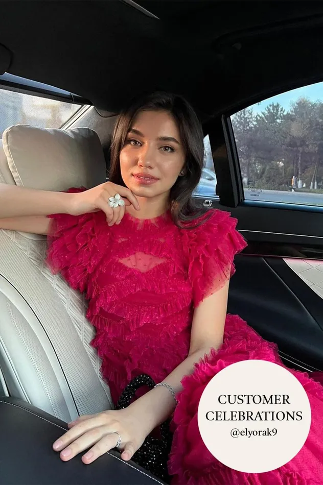 Genevieve Ruffle Gown Red Women Needle and Thread Dresses