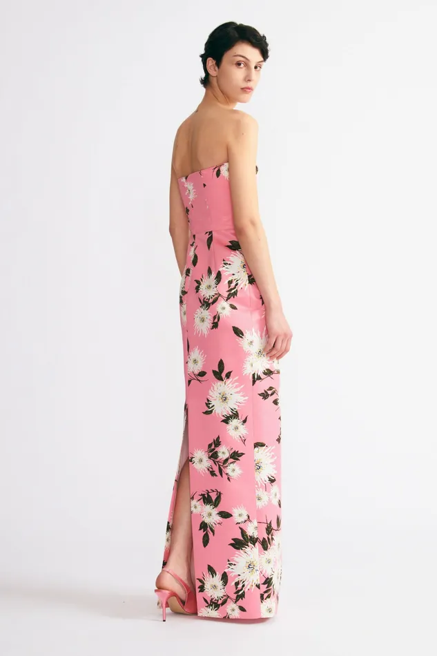 Gowns Emine Gown Pink Dahlia Floral Print Taffeta Faille 8211 Emilia Wickstead Women