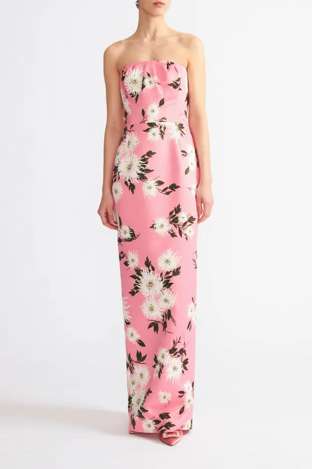 Gowns Emine Gown Pink Dahlia Floral Print Taffeta Faille 8211 Emilia Wickstead Women