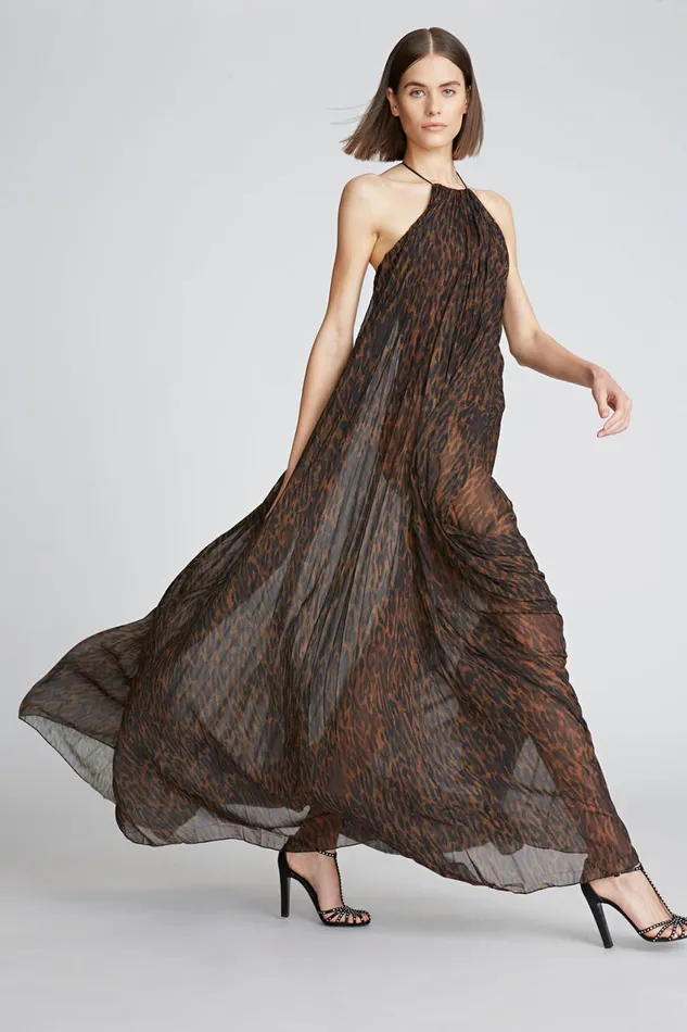 Gowns Women Halston Mariana Gown In ScubaChiffon Leopard Print
