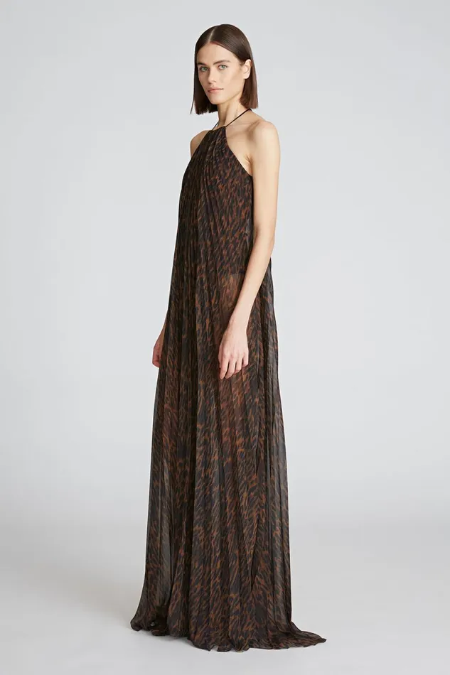 Gowns Women Halston Mariana Gown In ScubaChiffon Leopard Print