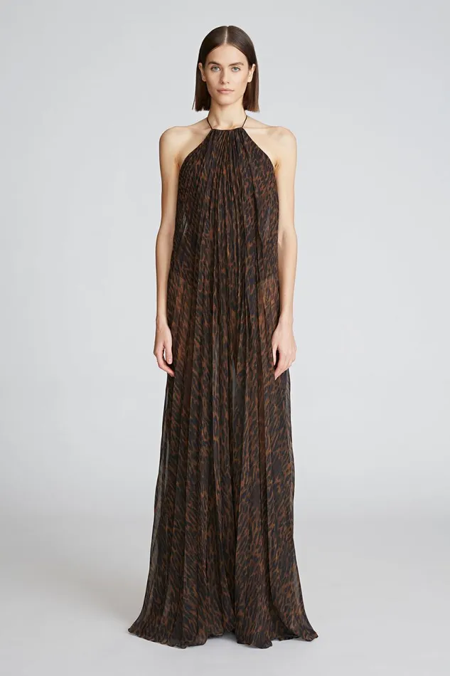 Gowns Women Halston Mariana Gown In ScubaChiffon Leopard Print