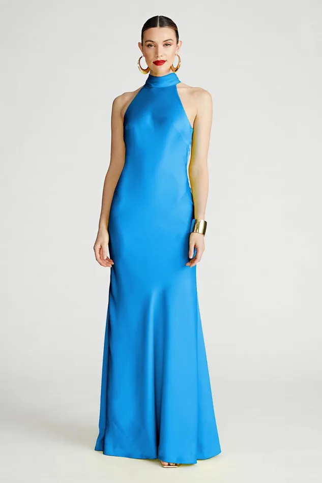 Gowns Women Halston Speranza Gown In Satin Daphne Blue