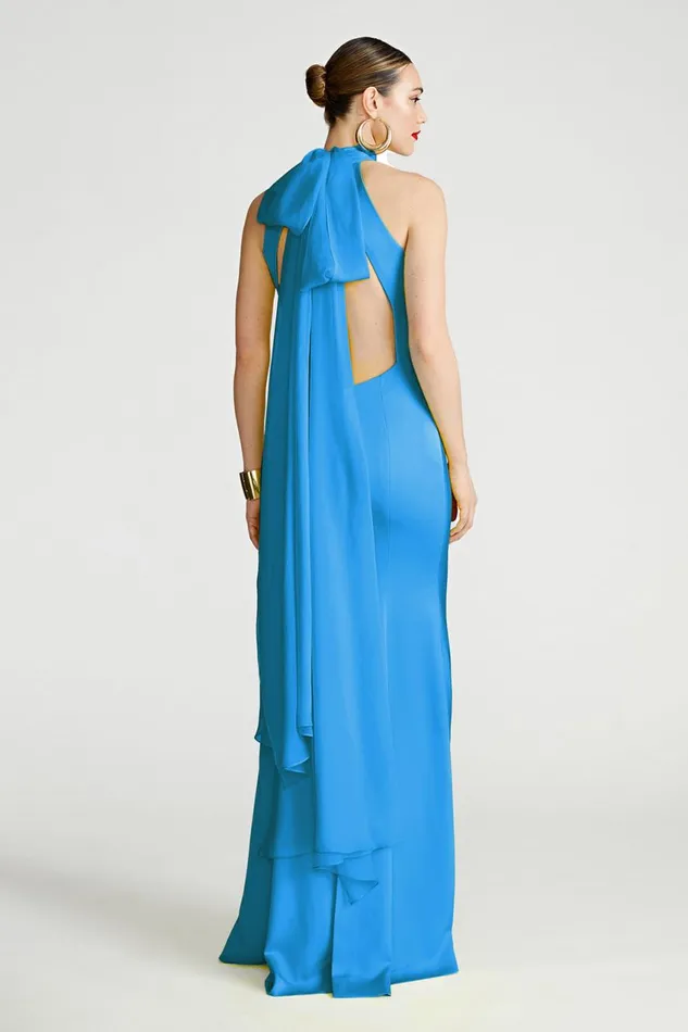 Gowns Women Halston Speranza Gown In Satin Daphne Blue