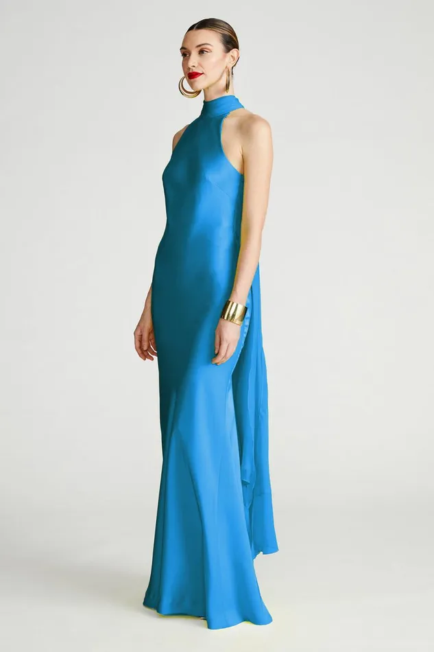 Gowns Women Halston Speranza Gown In Satin Daphne Blue