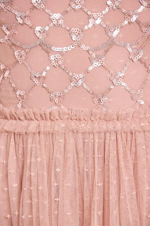Heart Lattice Bodice Cape Ankle Gown Pink Women Needle and Thread Dresses