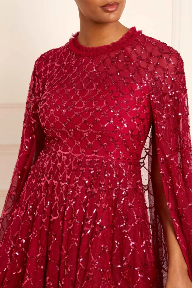 Heart Lattice Micro Mini Dress Red Women Needle and Thread Dresses