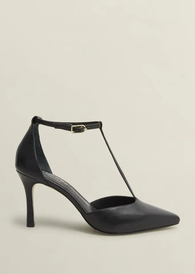 Heels Women HOBBS Alice Leather Tbar Courts Black