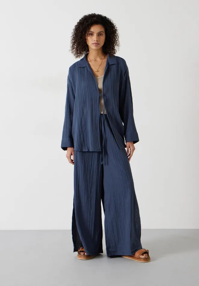 Hush Coords Women Elodie Oversized Cheesecloth Trousers Petrol