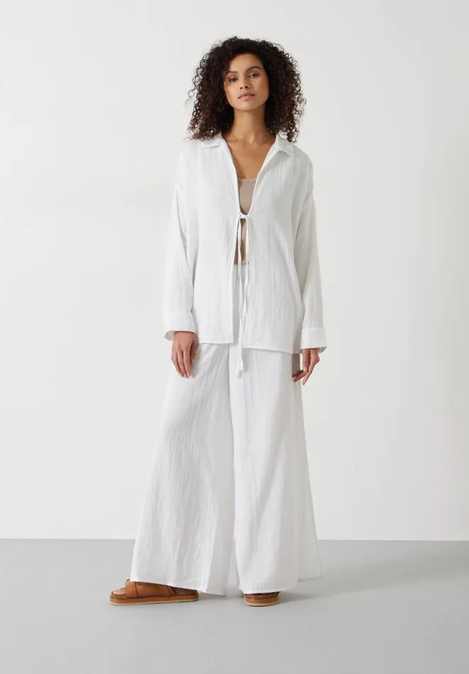 Hush Coords Women Elodie Oversized Cheesecloth Trousers White