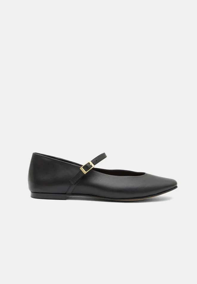 Hush Flats Women Maeva Mary Jane Leather Flats Black