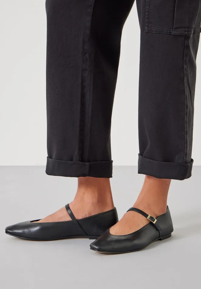 Hush Flats Women Maeva Mary Jane Leather Flats Black