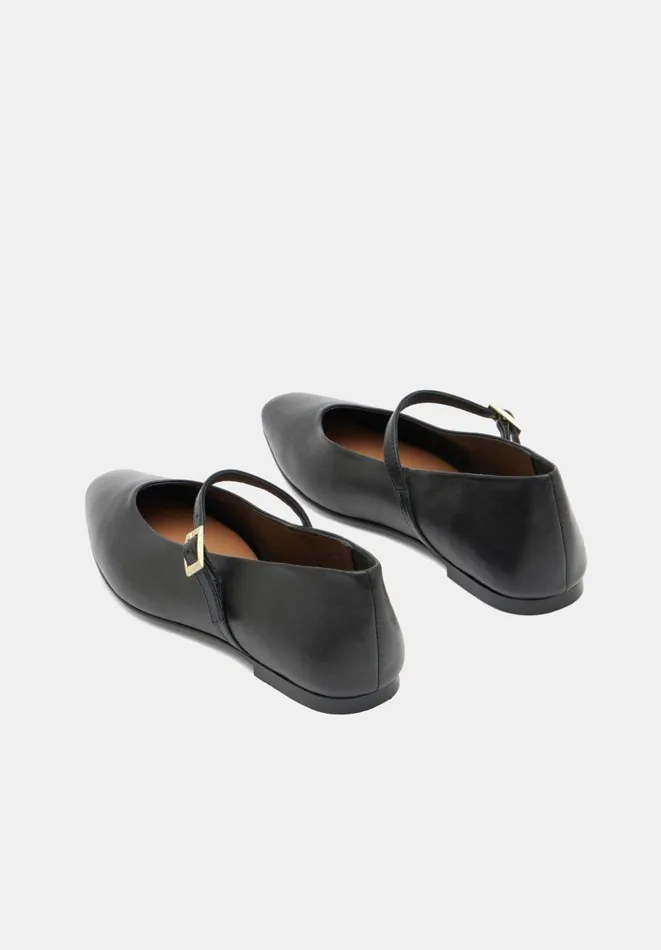 Hush Flats Women Maeva Mary Jane Leather Flats Black