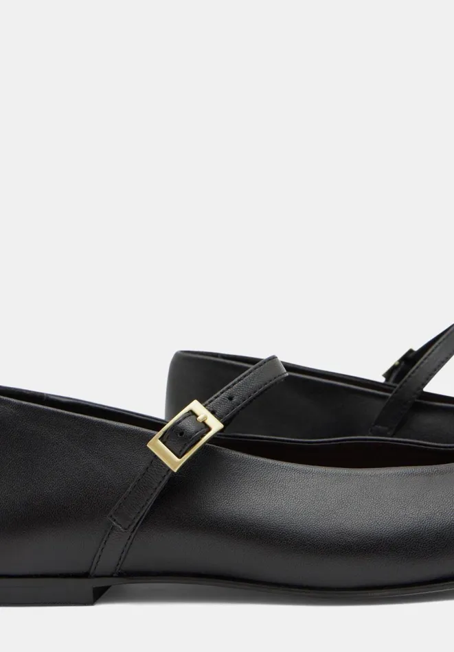 Hush Flats Women Maeva Mary Jane Leather Flats Black