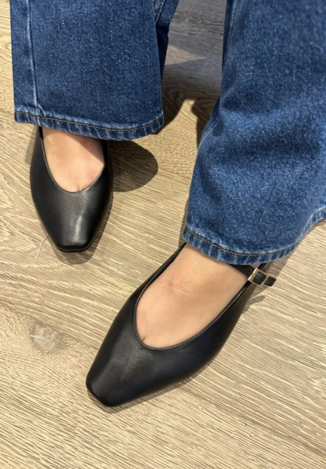 Hush Flats Women Maeva Mary Jane Leather Flats Black