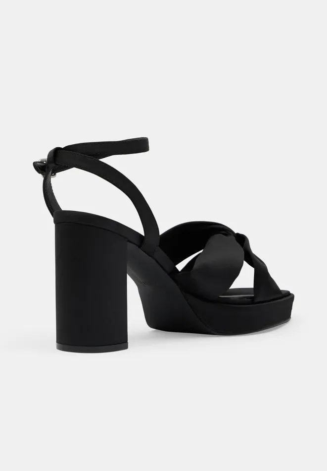 Hush Heels Women Farrah Satin Twist Platform Heels Black Hush Heels Women Farrah Satin Twist Platform Heels Black