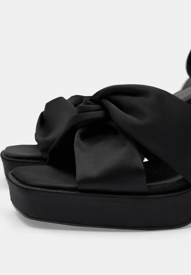 Hush Heels Women Farrah Satin Twist Platform Heels Black Hush Heels Women Farrah Satin Twist Platform Heels Black