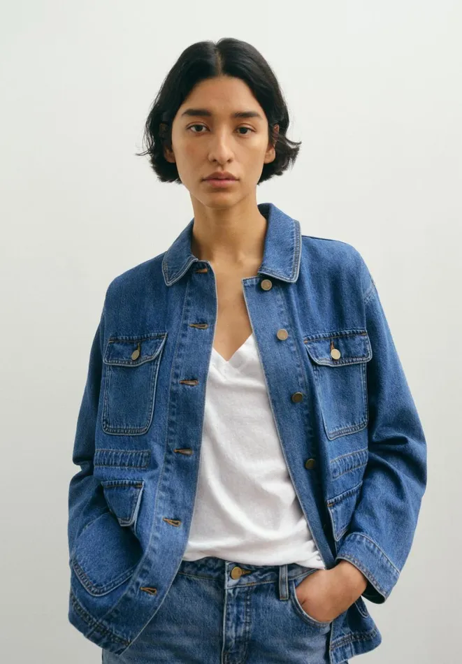 Hush Jackets and Coats Women Nora Relaxed Denim Utility Jacket Mid Authentic Wash