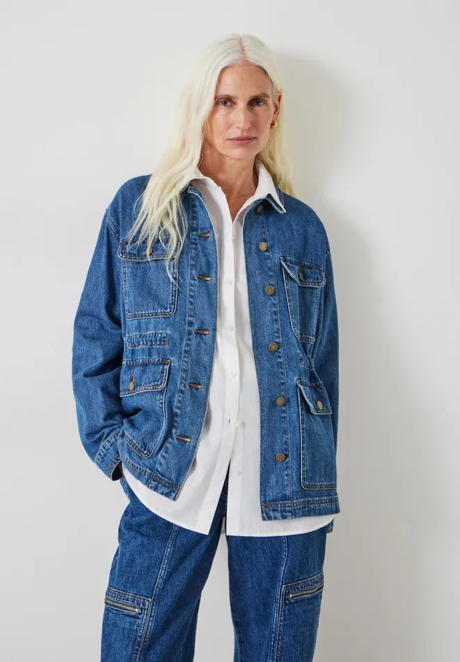 Hush Jackets and Coats Women Nora Relaxed Denim Utility Jacket Mid Authentic Wash