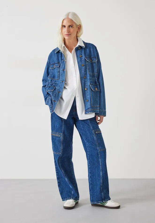 Hush Jackets and Coats Women Nora Relaxed Denim Utility Jacket Mid Authentic Wash